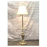 Vintage Brass & Glass Floor Lamp Side Table