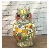 COLORFUL MOSAIC CEMENT OWL YARD ORNAMENT
