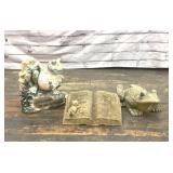 3 FROG THEME PLASTIC RESIN GARDEN STATUES