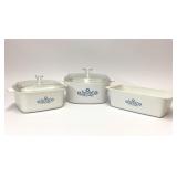 3 Pieces Corning Cornflower Blue Baking Dishes