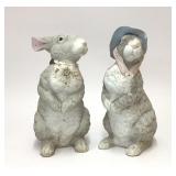 Pair Porcelain Bunny Rabbit Figurines