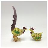 Lenox Barnyard Art Glass Rooster & Hen