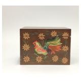 Wooden Rooster Recipe Card Box