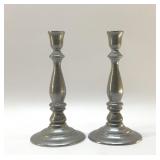 PEWTER CANDLESTICK PAIR, 10 INCHES