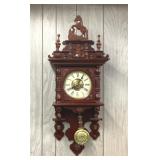 VTG WOOD WALL CLOCK WITH HORSE DETAIL