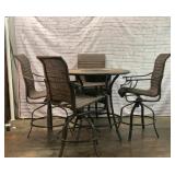 METAL TILE FIRE PIT TABLE & 4 PATIO CHAIRS