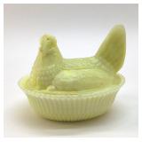 MOSSER LEMON YELLOW HEN ON A NEST