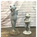 2 PLASTIC RESIN STANDING FROGS YARD ART