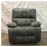 BLACK FAUX LEATHER SWIVEL ROCKER RECLINER