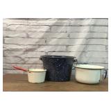 3 ENAMELWARE POTS