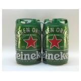 Two Heineken mini kegs