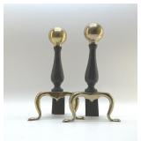 BRASS ANDIRONS 14"