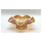DUGAN PEACH OPALESCENT CARNIVAL BOWL