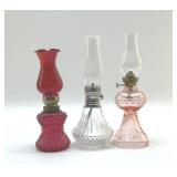3 PETITE OIL LAMPS 9"