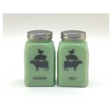 JADEITE FARM ANIMALS SALT/PEPPER SHAKERS