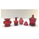 ASSORTED RUBY RED AND CRANBERRY GLASS