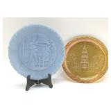 2 Fenton plates, independence Hall, Liberty Bell