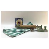 ASSORTED GREEN HANDLED KITCHEN TOOLS