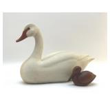 SWAN DECOY AND CARVED PELICAN