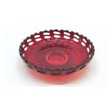 Fenton Ruby, glass basket 6 1/2 inches