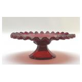 FENTON RUBY COMPOTE PAISLEY SWIRL