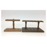 2 Wooden Smoking Pipe Stands