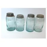 (4) Qt Whitney blue mason jars