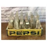 Vintage wood Pepsi crate with Pepsi bottles
