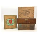 4 VTG ASSORTED WOODEN CIGAR ADVERTISING BOXES