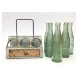 6 Dr. Pepper 10-2-4 Bottles & Metal Coke Carrier