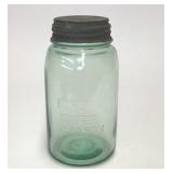 VTG Green Glass Boyd Perfect Mason Jar 1