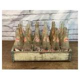 VTG wood beverage crate/Tru ade soda bottles