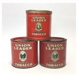 3 VTG Union Leader Tobacco Advertising Tins