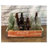 VTG Wood. Coca-Cola crate and bottles.
