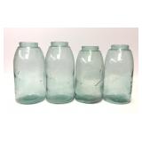4 VTG BLUE GLASS BALL BOYDS MASON JARS