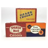 3 VTG Crooks Assorted Cigar Advertising Boxes