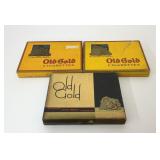 3 VTG OLD GOLD FLAT CIGARETTE BOXES