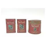 3 ASSORTED VELVET TOBACCO ADVERTISING TINS
