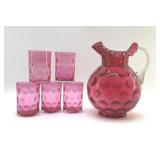STUNNING FENTON COIN DOT PITCHER, TUMBLERS