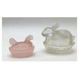 HEN & RABBIT ON NESTS VTG