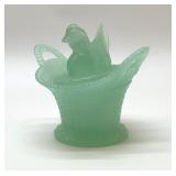 HEN ON A NEST BASKET JADEITE