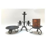 1970s iron candle holders with mushroom candle