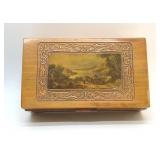 ANTIQUE CARVED BOX WITH PASTORAL SCENE