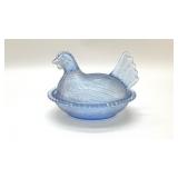 HEN ON A NEST 1960's BLUE