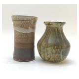 2 VINTAGE POTTERY VASES 6'
