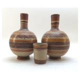MEXICAN TONALA POTTERY WATER JUGS,  TUMBLER