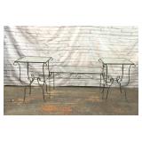1960S WROUGHT IRON PATIO TABLES SET