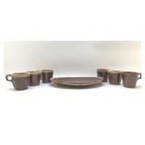HULL BROWN DRIP PLATTER, MUGS