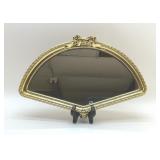 FAN SHAPED MIRROR GOLD BOW ACCENT