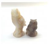 2 QUARTZ CRYSTALS CARVED OWLS